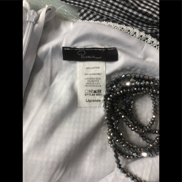 Plumeria Gingham Tulle Strap Dress Sz L Juniors - Picture 9 of 11